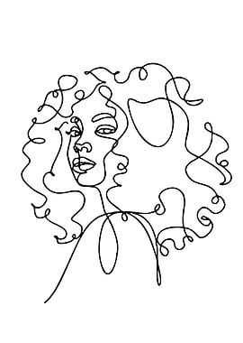 Woman's Portrait in Continuous Line Art