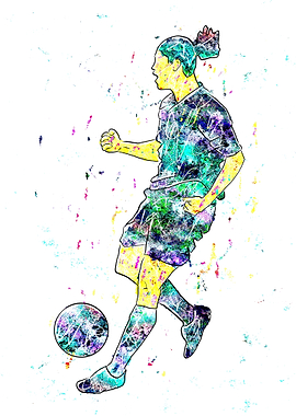 Colorful Soccer Player with Ball