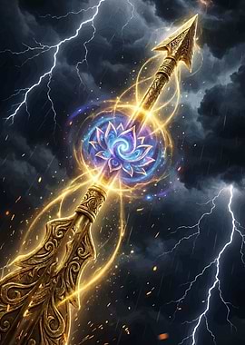 Golden Spear with Magical Aura