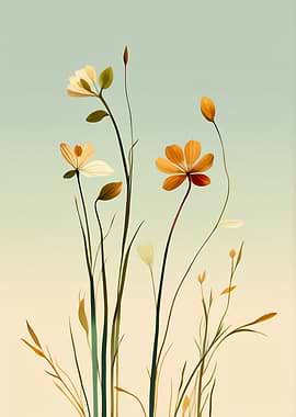Floral Illustration with Warm Tones
