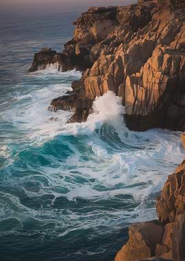 Coastal Cliffs and Crashing Waves