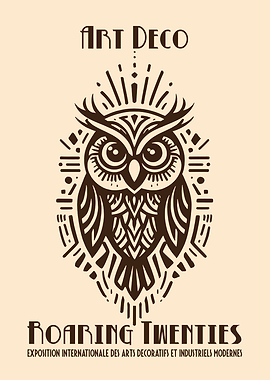 Art Deco Owl Roaring Twenties Poster