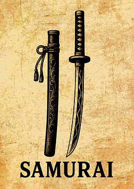 Samurai Sword and Sheath Illustration