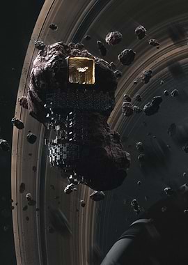 Asteroid Base in Ringed Planet System