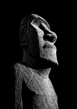 Moai Statue Black and White