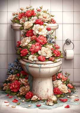 Floral Toilet Art