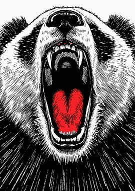 Roaring Panda Illustration
