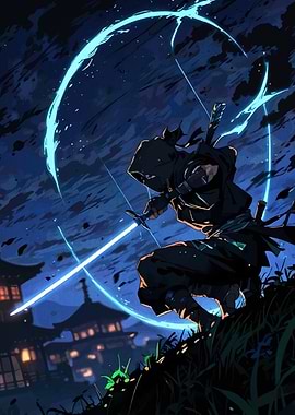 Ninja Warrior with Glowing Sword