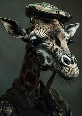 Military Giraffe Portrait