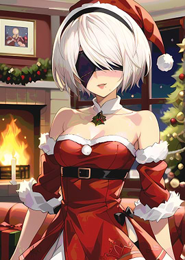 2B Christmas Anime Girl