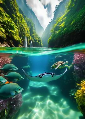 Underwater Paradise with Manta Ray
