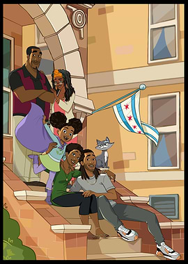 Family on Chicago Brownstone Steps