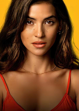 Portrait of a woman on yellow adria arjona puerto