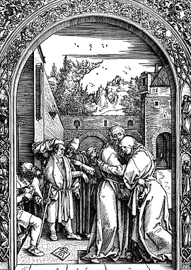 Meeting at the Golden Gate Albrecht Durer Engraving