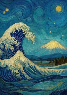 The Great Wave Van Gogh Style