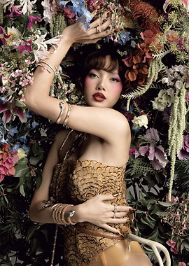 Lisa in Floral and Jewelry Ad