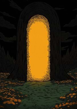 Mystical Portal in Dark Forest