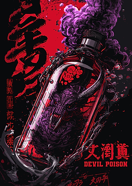 Red Devil Bottle Illustration