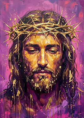 Jesus Christ Portrait with Crown of Thorns