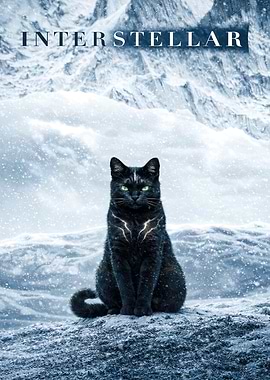 Interstellar Cat in Snowy Landscape