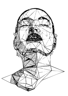 Geometric Face Black and White Art