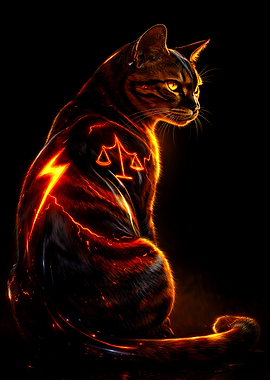 Fiery Cat with Scales and Lightning