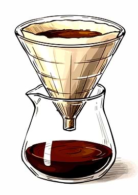 Pour-over Coffee Brewing Illustration