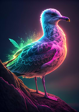 Neon Seagull Portrait