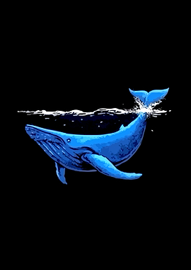 Blue Whale in Dark Water