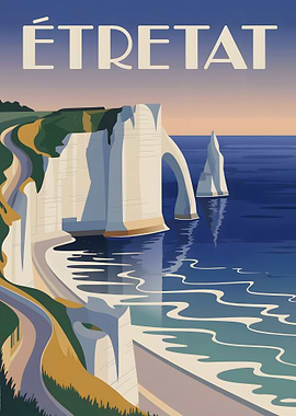 Étretat, France Travel Poster