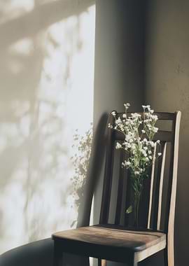 Flowers on a Chair in Sunlight