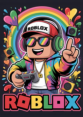 Roblox Character with Rainbow Elements