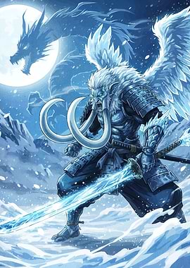 Ice Warrior with Dragon and Sword
