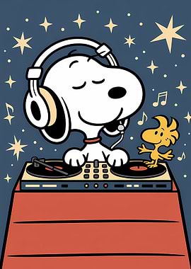 Snoopy DJ with Woodstock