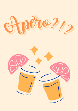 Apéro Illustration with Drinks and Citrus