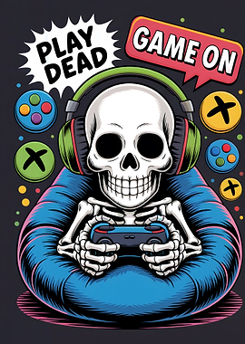 Gaming Skeleton on Beanbag Chair