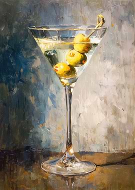Martini with Olives Painting