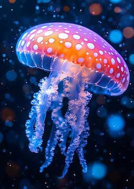 Colorful Jellyfish in Dark Water