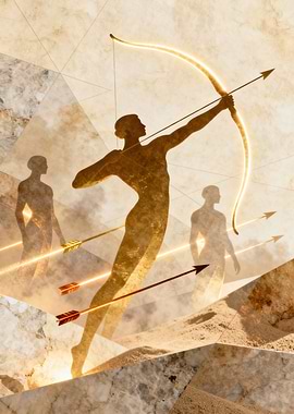 Golden Archer with Bow and Arrows