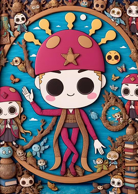 Cartoon Characters in a Whimsical Setting