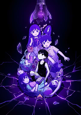 Omori characters under broken lightbulb
