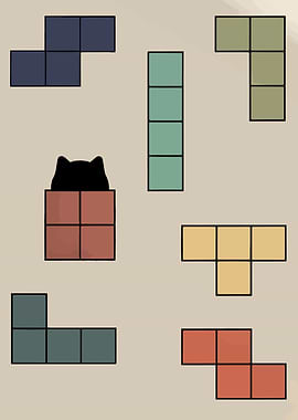 Tetris Blocks with Cat