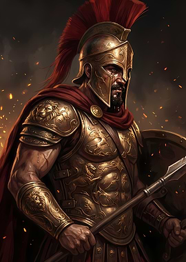 Spartan Warrior in Golden Armor