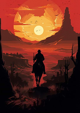 Western Rider at Sunset