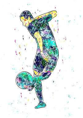 Soccer Player Juggling Ball Abstract Art