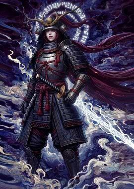 Female Samurai Warrior with Lightning Sword