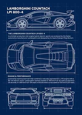 Car Lamborghini Countach LPI 800-4 Blueprint