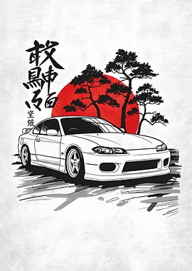 Nissan Silvia S15 with Japanese Style Background
