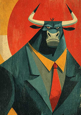 Bull in a Suit Illustration