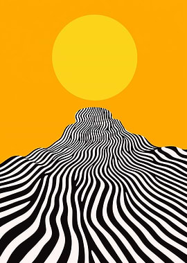 Striped Mountain with Sun